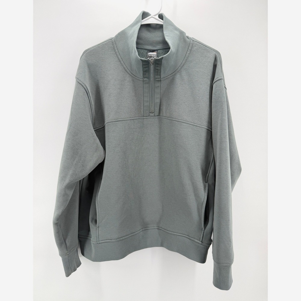 Avia Quarter Zip Pullover Green Sweatshirt Women XL 16/18 Soft Fleece Pockets